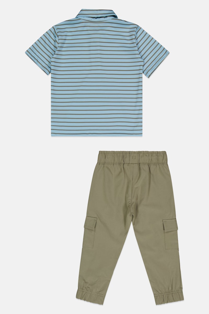 Body Glove Toddlers Boy 2 Pieces Polo Shirt And Cargo Pants Set, Multicolor - Image 3